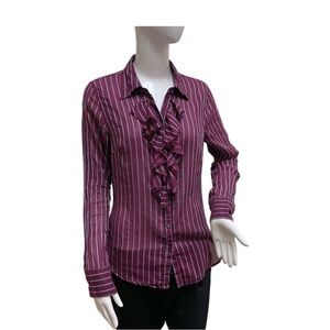 Converse One Star Women's size Medium Striped ruffled long sleeve blouse